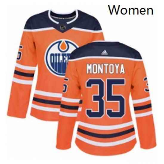 Womens Adidas Edmonton Oilers 35 Al Montoya Authentic Orange Home NHL Jersey